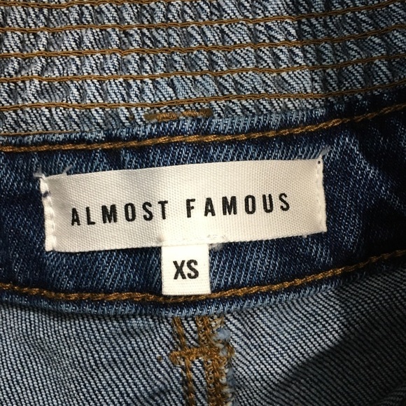 Almost Famous Denim Blue High Rise Straight Leg Zip Up Front Overalls - Picture 9 of 16